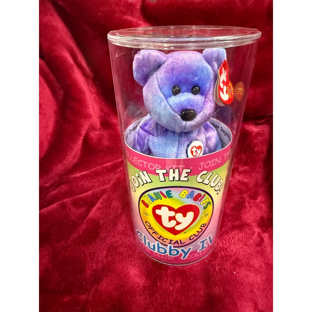 Ty Beanie Babies Plush Unisex OS Purple New Clubby IV BBOC Collector Kit Bear
